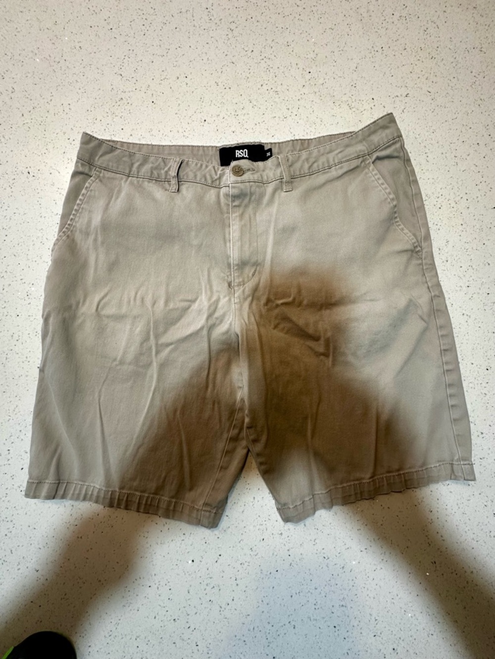 RSQ Men's Light Khaki Flat-Front Shorts